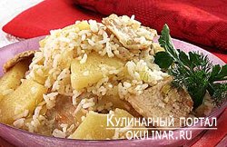 Рецепт приготовления Свинины с рисом и ананасами. Пелло